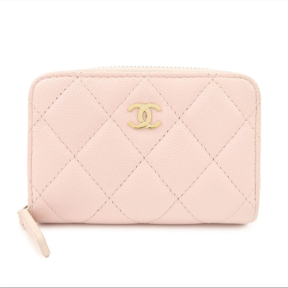 CHANEL Light Pink Quilted Wallet